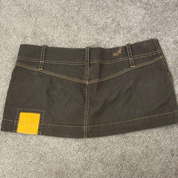 VTG Y2K DIESEL brown cargo patchwork Micro Mini Skirt Low Rise - Picture 5 of 13